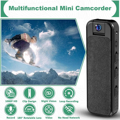 HKFUG Mini Cámara Corporal HD 1080P con Lente Giratoria de 180° - Tudo & Mais